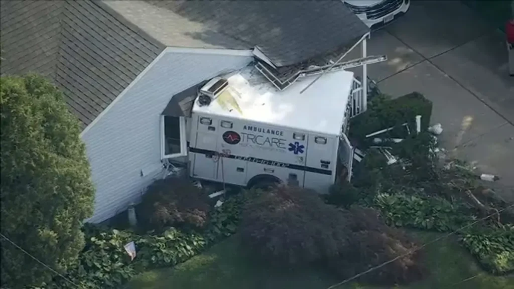 New Jersey Ambulance Crashes Into Home